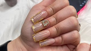 Encapsulated Nails for Beginners  Acrylic Nail Tutorial  Gold Foil Acrylic Nails [upl. by Affrica919]