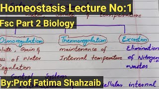 Homeostasis Lecture No 1Fsc part 2 Biology lecturesBiology by Fatima Shahzaib [upl. by Cirdor]