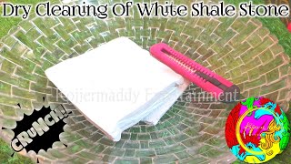 Slate Items Cleaning Video  Dry Cleaning Of White Shale Stone  Satisfying Slateitems Cleaning Asmr [upl. by Etnovad]