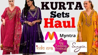 Myntra kurta set haul  Myntra Festive Sale haul  MyntraPartywearset [upl. by Fabron]