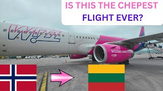 TRIP REPORT  CHEAPEST FLIGHT EVER ON WIZZ AIR FLIGHT  AIRBUS A321  STAVANGER TO KAUNAS [upl. by Haley]