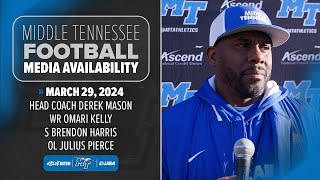 MTSU Football Media Availability March 29 2024 [upl. by Arremat]