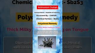 Antimonium Crudum Key Features bhms homoeopathy antimoniumcrudum homeopathy [upl. by Nosretep318]