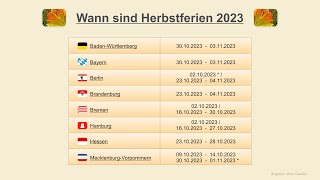 Wann sind Herbstferien 2023 [upl. by Ttehc]