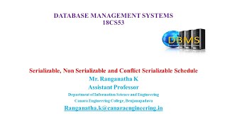 VTU DBMS 18CS53 M5 L5 Serializable Non Serializable and Conflict Serializable Schedule [upl. by Bramwell40]