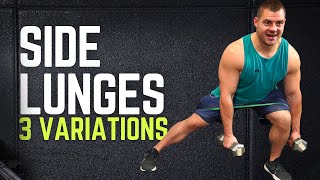 How to Do Side Lunges  Lateral Lunge Variations with Bodyweight Bands amp Dumbbells [upl. by Ayna]