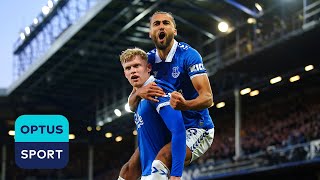 SCENES Goodison Park ROCKING after Everton BEAT Liverpool putting a dent in their title charge [upl. by Ominorej423]