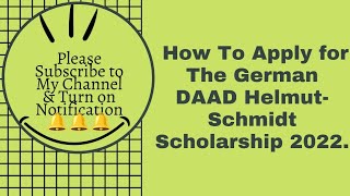 How To Apply for The German DAAD HelmutSchmidt Scholarship Program 2022 [upl. by Janel]