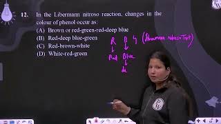 In the Libermann nitroso reaction changes in the colour of phenol occur as [upl. by Ki]