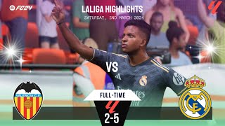 Valencia vs Real Madrid  Laliga Highlights  02032024  EAFC 24 eafc24 [upl. by Studner]