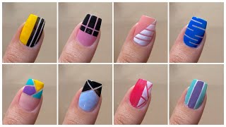 10 Nail art designs with striping tape  Easy nail art at home [upl. by Ecnerret209]