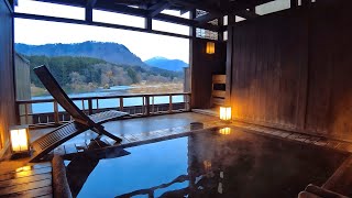 Staying at Japans Onsen Ryokan with an Openair Bath with a Spectacular View  Fukusen Niigata [upl. by Georgy]