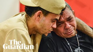 Liverpool’s Luis Díaz hugs his father as they are reunited after kidnapping [upl. by Esirehs]