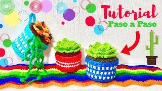 MACETA TEJIDAS A CROCHET PASO A PASO DE SUCULENTAS CON BOTELLAS RECICLADAS [upl. by Yardley]