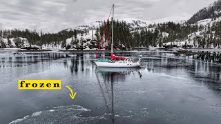 Getting FROZEN IN Winter sailing skiing amp fishing Alaska [upl. by Yenittirb]