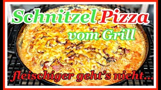 Schnitzel Pizza aus der Gusspfanne vom Grill [upl. by Ytteb]