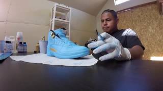 Custom Air Jordan 12 quotPowder Bluequot  TIme Lapse [upl. by Llehcar]