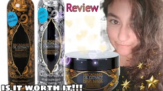 macadamia oil extract shampoo conditioner and hair mask review from poundland UK [upl. by Hultin]