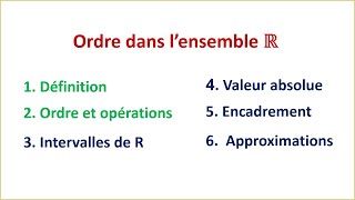 Ordre et opérations ► Ordre dans lensemble R TRONC COMMUN SCIENTIFIQUE ET TECHNOLOGIQUE  PARTIE 1 [upl. by Ahsienet]