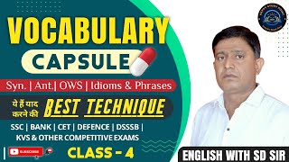 Vocabulary Capsule Class 4 English for competitive exams Happy Study Point [upl. by Darn]