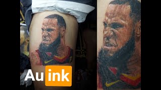 LEBRON JAMES Tattoo Portrait Realistic 2months new TATTOO ARTIST [upl. by Wills850]