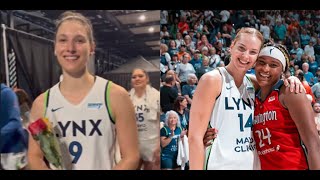 Cecilia Zandalasini receives Flowers Dorka Juhász amp Aaliyah Edwards Reunite After Lynx Win [upl. by Ardin639]