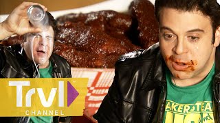 Adam Richman Takes On the Spiciest Food Challenges in America  Man v Food  Travel Channel [upl. by Barabbas886]