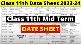 class 11 mid term date sheet 202324  cbse mid term date sheet 2023  cbse date sheet 202324 [upl. by Eimas]