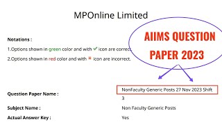 AIIMS PREVIOUS YEAR QUESTION PAPER  AIIMS BHOPAL LDC MTS UDC STENOGRAPHER CLERK DATA ENTRY DEO [upl. by Yentrac262]