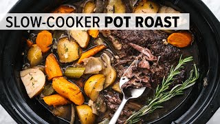 SLOW COOKER POT ROAST  an easy crock pot roast for dinner [upl. by Ycal682]