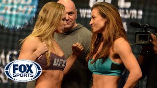 UFC 168 weighin RouseyTate staredown [upl. by Schmitt]