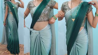 Vichitra SilkBorder Saree kaise PahneVichitra Silk Saree Draping TrickBeginners Draping Tutorial [upl. by Micaela]