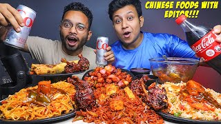 CHINESE FOODS MUKBANG Chicken Lollipop Chowmein Fried Rice Shanghai Paneer Double Egg Roll [upl. by Dolores944]