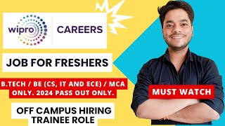 Wipro Special Hiring Only For 2024 Passout Freshers  OFF Campus Drive  Freshers Hiring Latest Job [upl. by Ecnarrot]