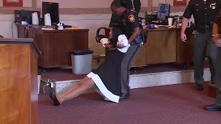 Former Judge Tracie Hunter dragged out of the courtroom ordered to serve six months in jail [upl. by Netsryk]