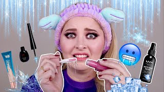 GEFRORENES Makeup 🥶🧊 Ich gebe meine Schminke in die Gefriertruhe ❄️ [upl. by Gradey]