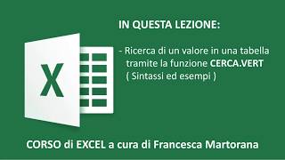 Excel  Tutorial 7G Funzione CERCAVERT cerca verticale [upl. by Hobard]