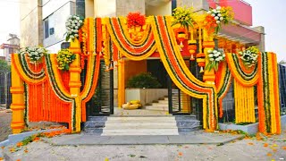 how to make a flower backdrop for wedding  wedding bride entry flower decoration 2024 [upl. by Romeo]