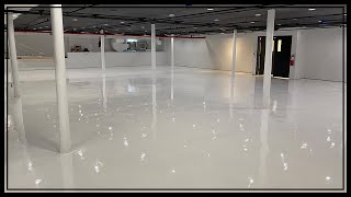 Solid White Epoxy Basement  DIY [upl. by Ahsoek]