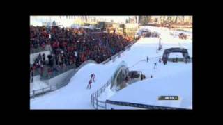 MARIO STECHER AUT gegen TINO EDELMANN GER Nordic combined Zielsprint WM Oslo 2011 [upl. by Annahgiel323]