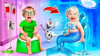 Frozen Extreme Makeover in Hospital From Nerd to Popular Mermaid Doctor [upl. by Alene]