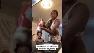 Baking soda in ketchup prank on bf 🤣🤣😈 ‼️SUBSCRIBE‼️ shorts [upl. by Genny]