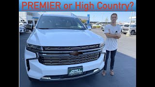 2022 Chevrolet Suburban Review difference between Premier and High Country trim package [upl. by Aelyk797]