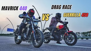 Hero Mavrick 440 Vs Royal Enfield Guerrilla 450 Long Race  Shocking Results [upl. by Arawaj906]