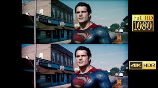 Comparison 4k vs 1080p  Man of Steel Battle In Smallville [upl. by Eenhat]