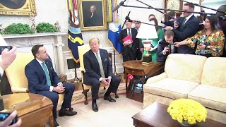 VIDEO Trump welcomed Irish Prime Minister Leo Varadkar to the White House Thursday [upl. by Lindsey]