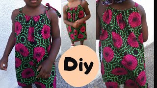 DIY COUDRE UNE ROBE Robette dété bretelles fillette tissu waxsew summers dress for baby girl [upl. by Ardnait]