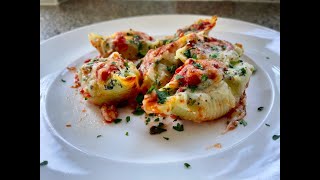 Spinach and ricotta stuffed pasta shells  Coquilles farcies aux épinards et ricotta  مكرونة محشية [upl. by Ardnasxela496]