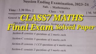 Class7 MATHS ANNUAL EXAM SOLVED QUESTION PAPER 202324 [upl. by Lock]