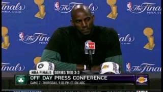 Kevin Garnett on Kobe Bryant  Press Conference Before Game 7 2010 [upl. by Harwilll224]